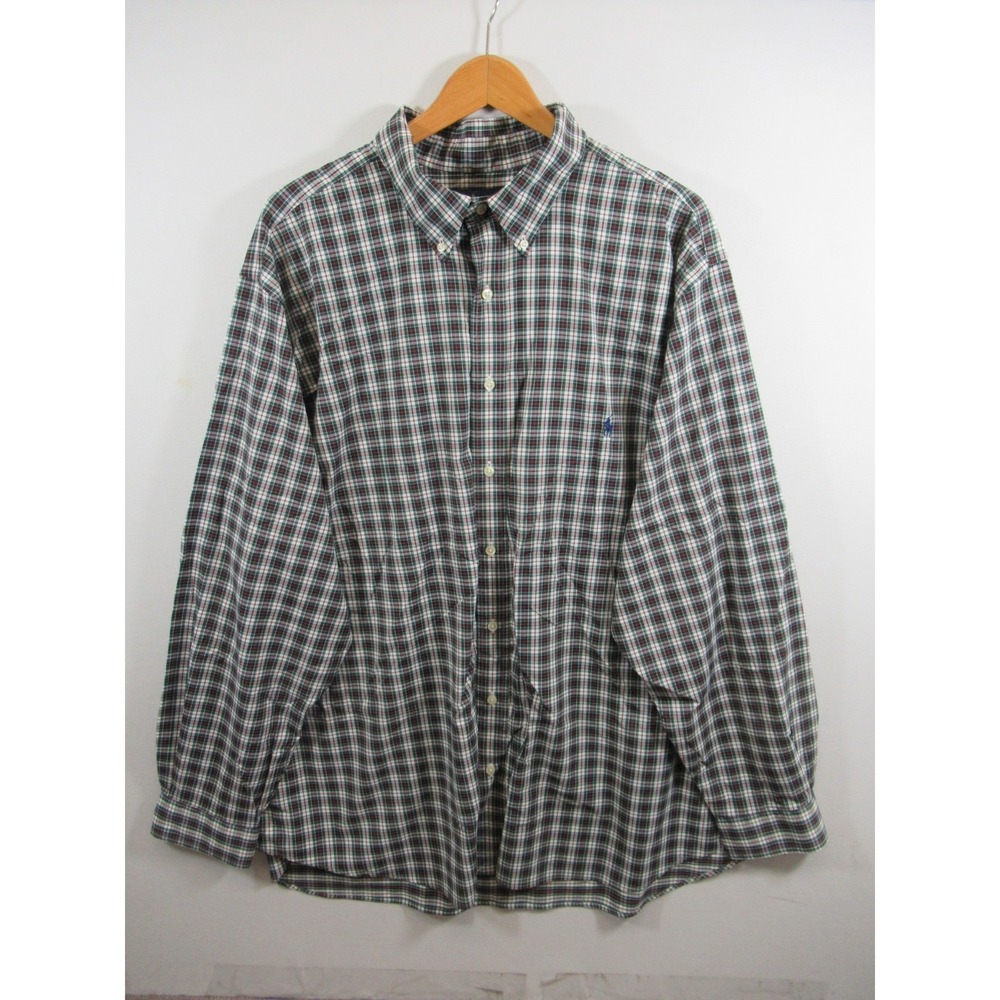 Ralph Lauren Performance Button Down Shirt Big 3XB Plaid Long Sleeve